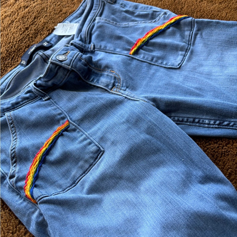 Hollister Blue Jeans with Rainbow Details